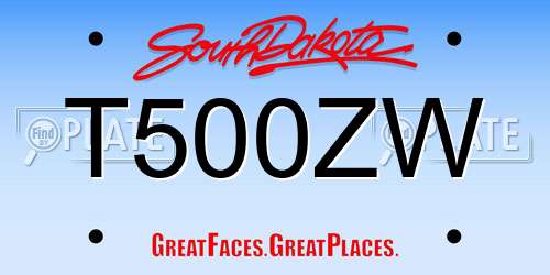 T500ZW South Dakota License Plate