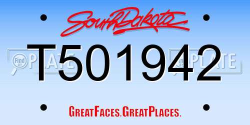 T501942 South Dakota License Plate