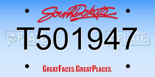 T501947 South Dakota License Plate
