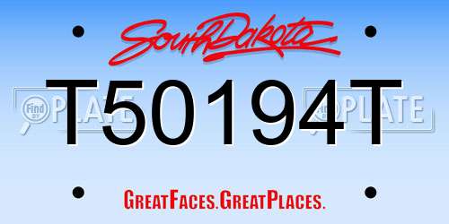 T50194T South Dakota License Plate