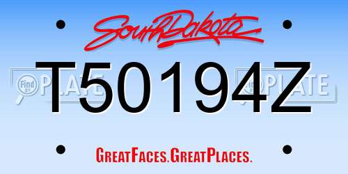 T50194Z South Dakota License Plate