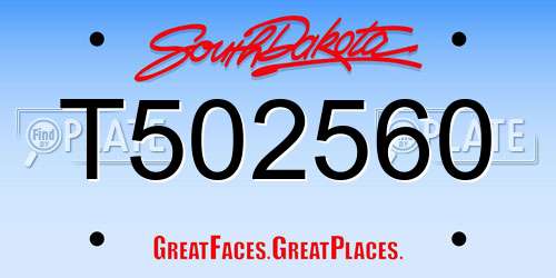 T502560 South Dakota License Plate