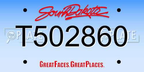 T502860 South Dakota License Plate