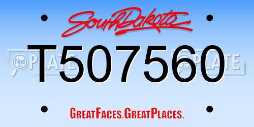 T507560 South Dakota License Plate