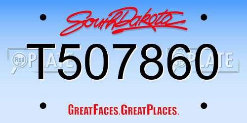 T507860 South Dakota License Plate