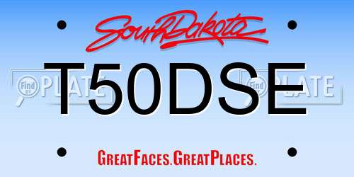 T50DSE South Dakota License Plate