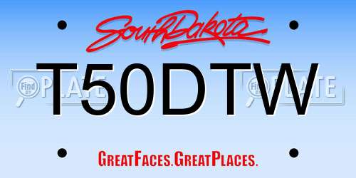 T50DTW South Dakota License Plate