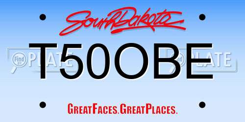 T50OBE South Dakota License Plate