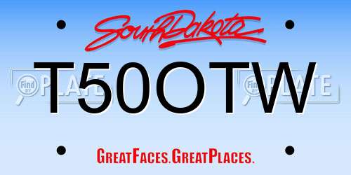 T50OTW South Dakota License Plate