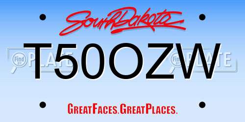T50OZW South Dakota License Plate