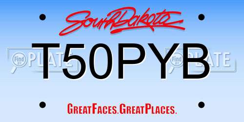 T50PYB South Dakota License Plate