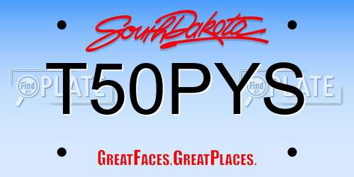 T50PYS South Dakota License Plate