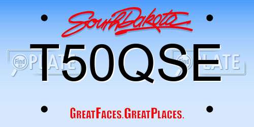T50QSE South Dakota License Plate