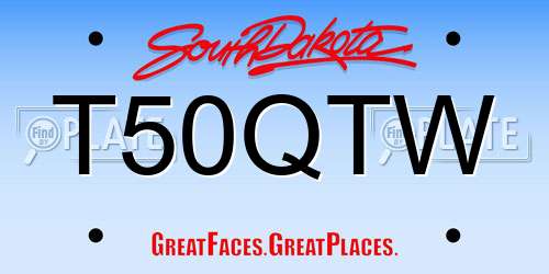 T50QTW South Dakota License Plate