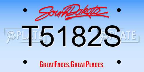 T5182S South Dakota License Plate