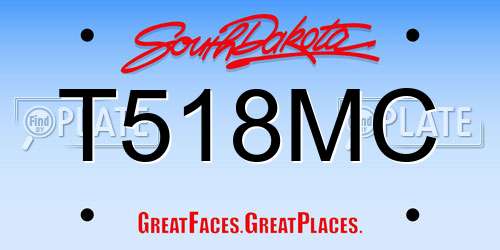 T518MC South Dakota License Plate
