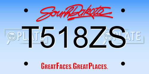 T518ZS South Dakota License Plate