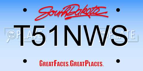 T51NWS South Dakota License Plate