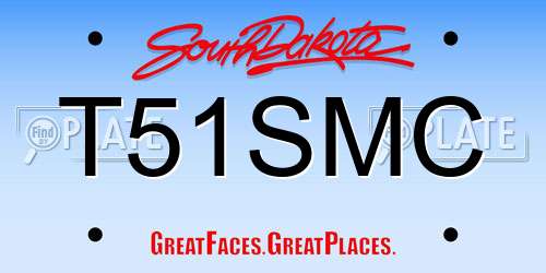 T51SMC South Dakota License Plate