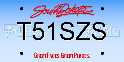T51SZS South Dakota License Plate