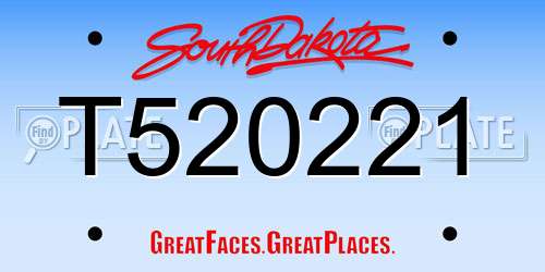 T520221 South Dakota License Plate