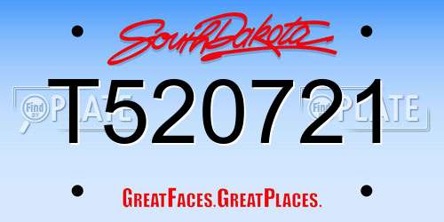 T520721 South Dakota License Plate