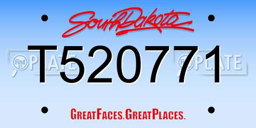 T520771 South Dakota License Plate