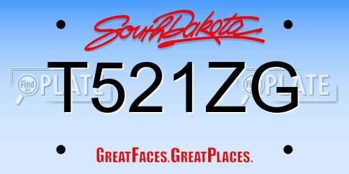 T521ZG South Dakota License Plate