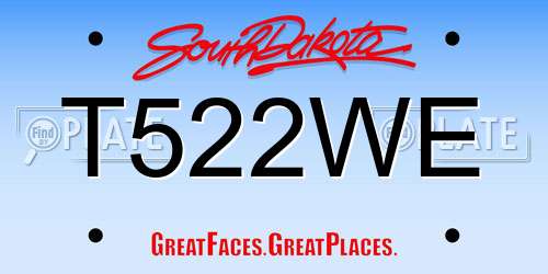 T522WE South Dakota License Plate