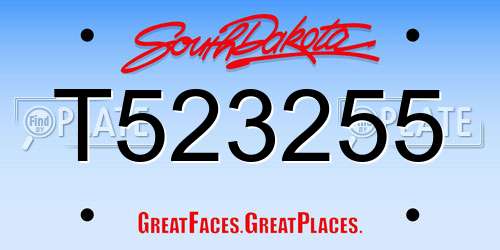 T523255 South Dakota License Plate