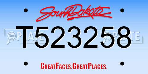 T523258 South Dakota License Plate