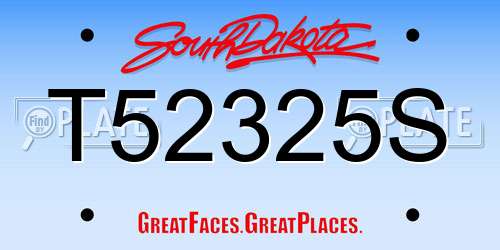 T52325S South Dakota License Plate