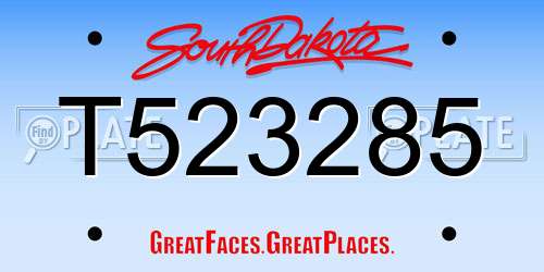 T523285 South Dakota License Plate