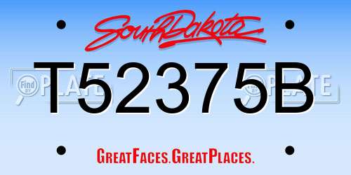 T52375B South Dakota License Plate