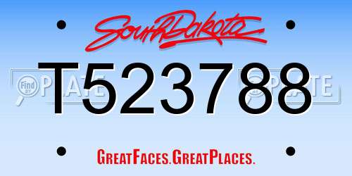 T523788 South Dakota License Plate