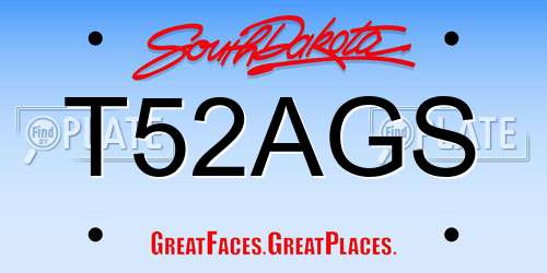 T52AGS South Dakota License Plate