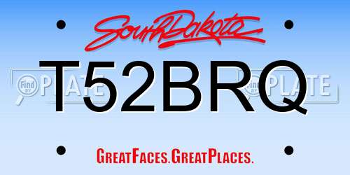 T52BRQ South Dakota License Plate