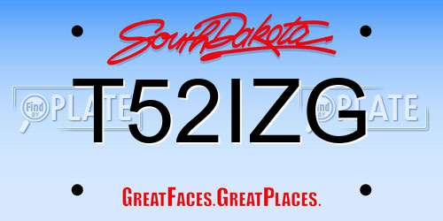 T52IZG South Dakota License Plate