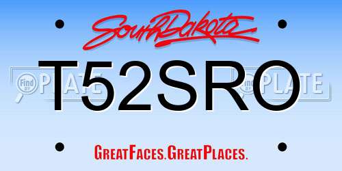 T52SRO South Dakota License Plate