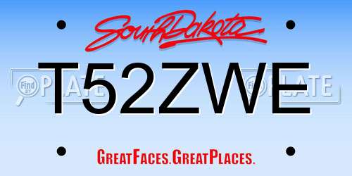 T52ZWE South Dakota License Plate