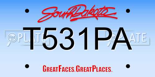 T531PA South Dakota License Plate