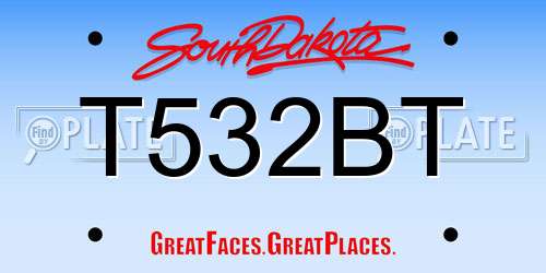 T532BT South Dakota License Plate