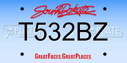 T532BZ South Dakota License Plate