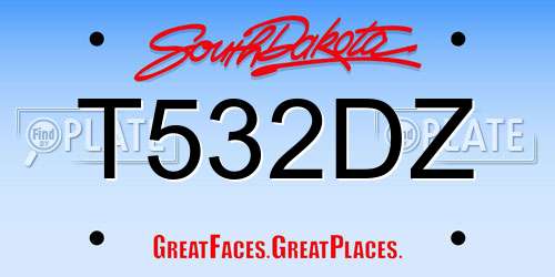 T532DZ South Dakota License Plate