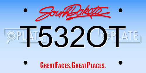 T532OT South Dakota License Plate