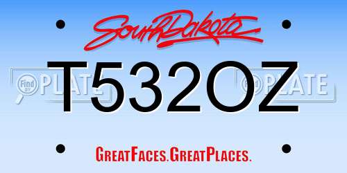 T532OZ South Dakota License Plate