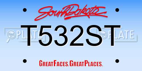 T532ST South Dakota License Plate