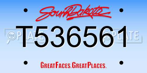 T536561 South Dakota License Plate