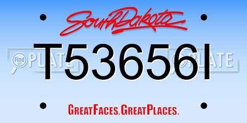 T53656I South Dakota License Plate