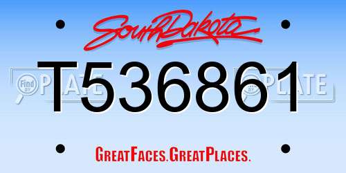 T536861 South Dakota License Plate